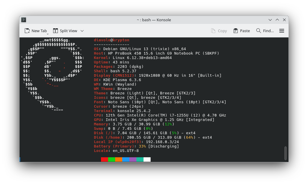 Debian 13 Trixie - Konsole